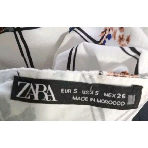 Zara Dress Size S Floral Ruffle Off The Shoulder Front Tie - Picture 2 of 9